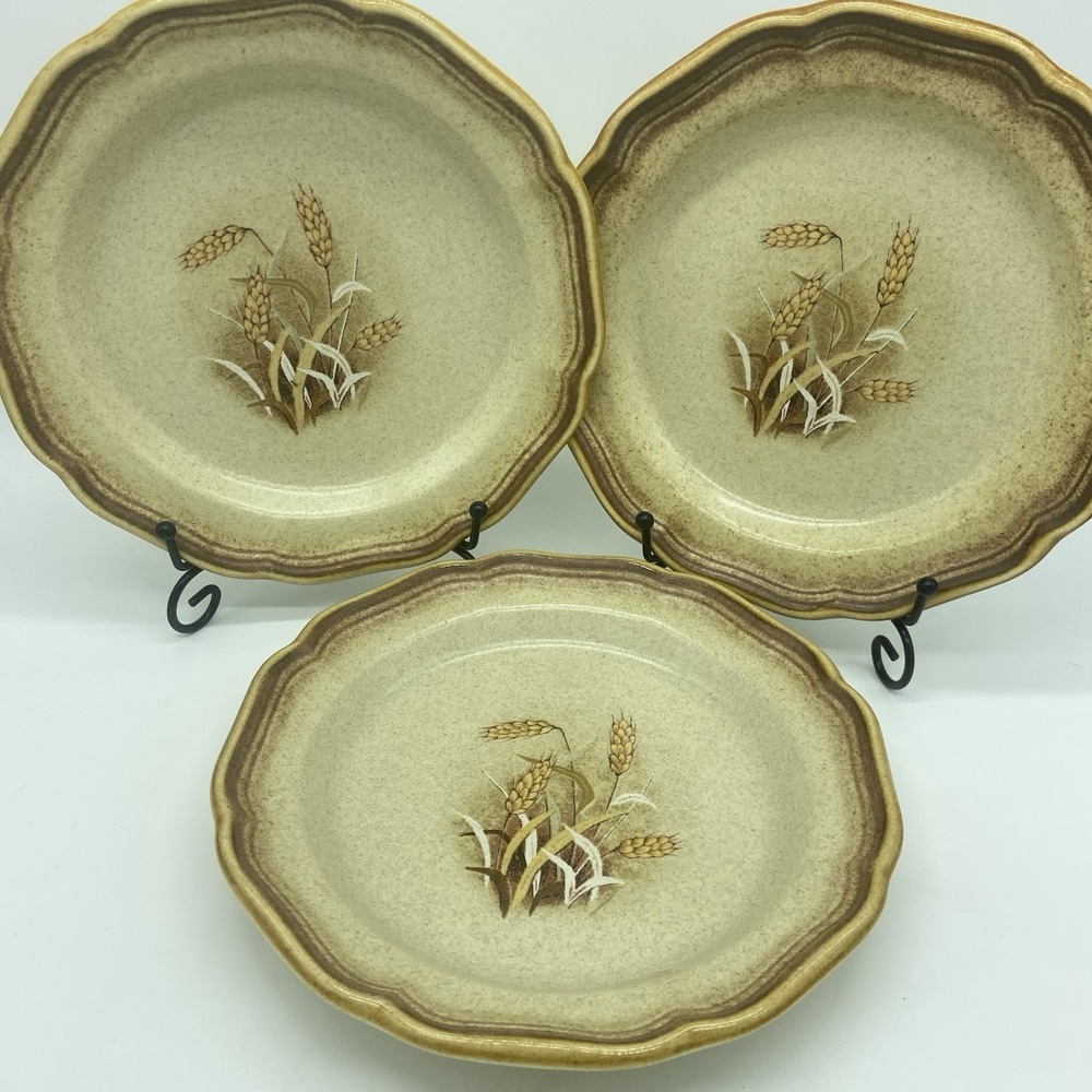 MIKASA Whole Wheat Granola‎ 8" Salad/Dessert Plates (SET OF 3) USED "EUC"